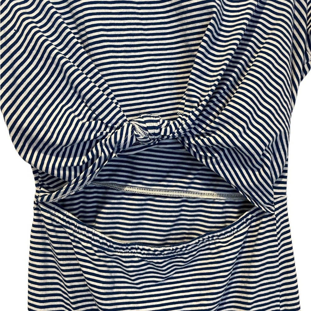 Forever 21 Blue and White Thin Striped Short Sleeve Dress with Rib Cut Out - Picture 2 of 5